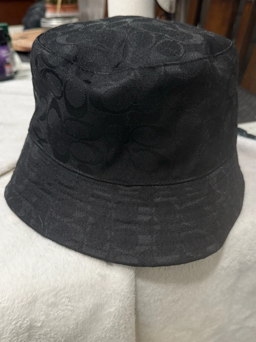 Coach Black Signature Jacquard Bucket Hat